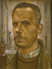 L�uomo che guardava olio su tavola 58x44 2002-2003