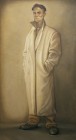 L�uomo col cappotto bianco olio su tavola 160x90 2002
