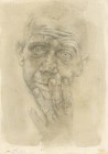 L�uomo con la mano sul volto (studio) disegno e tempera su carta 30,5x22 2003
