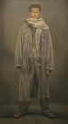 L�uomo con la sciarpa olio su tavola 160x90 2001